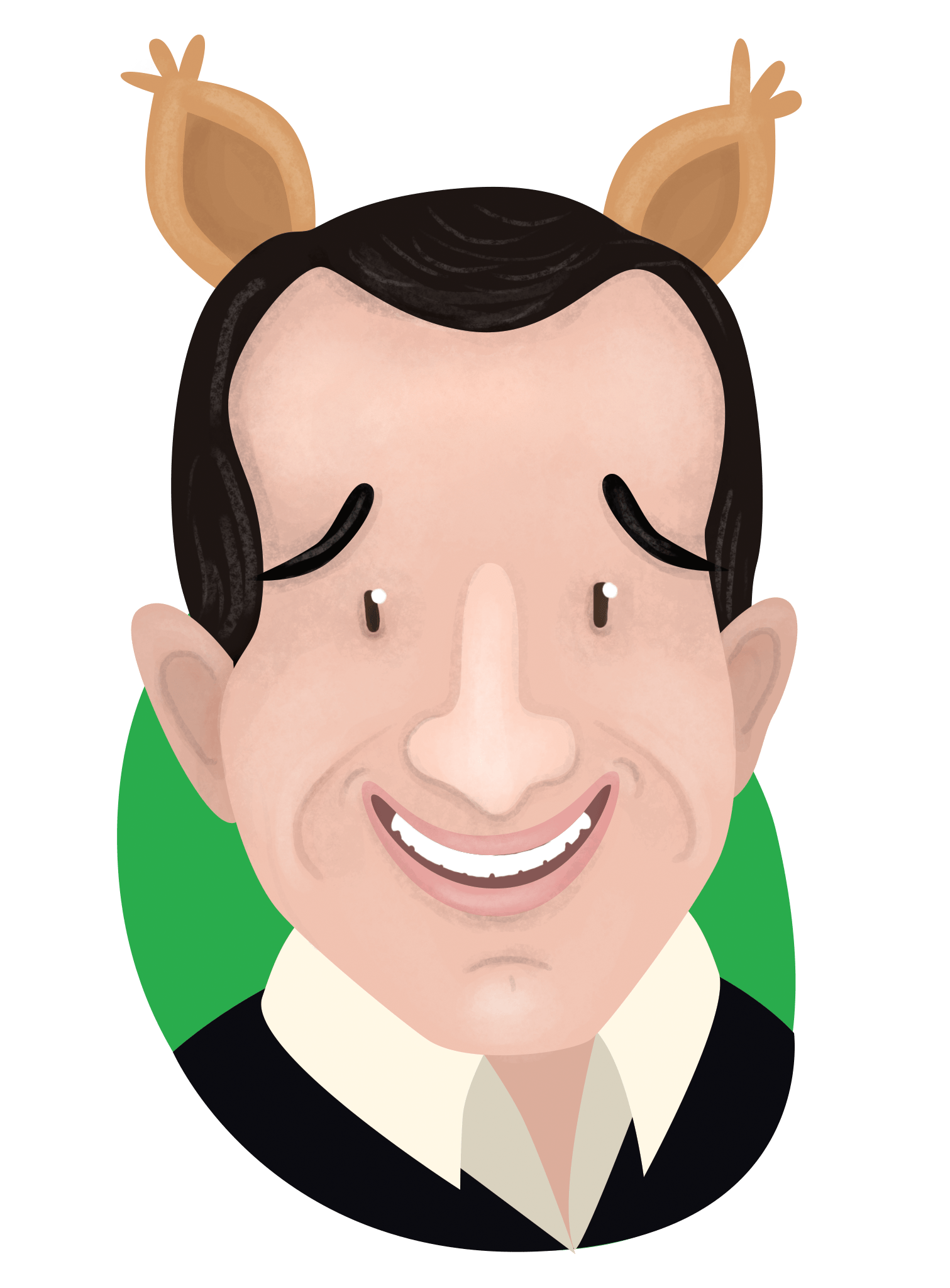 David Bach cartoon with animal ears